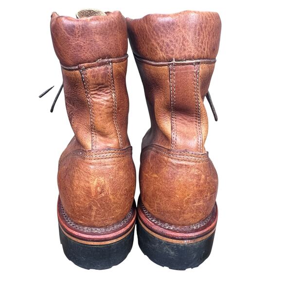 Vintage Chippewa USA Brown Leather Logger Work Boots Size 11.5 D main image 9